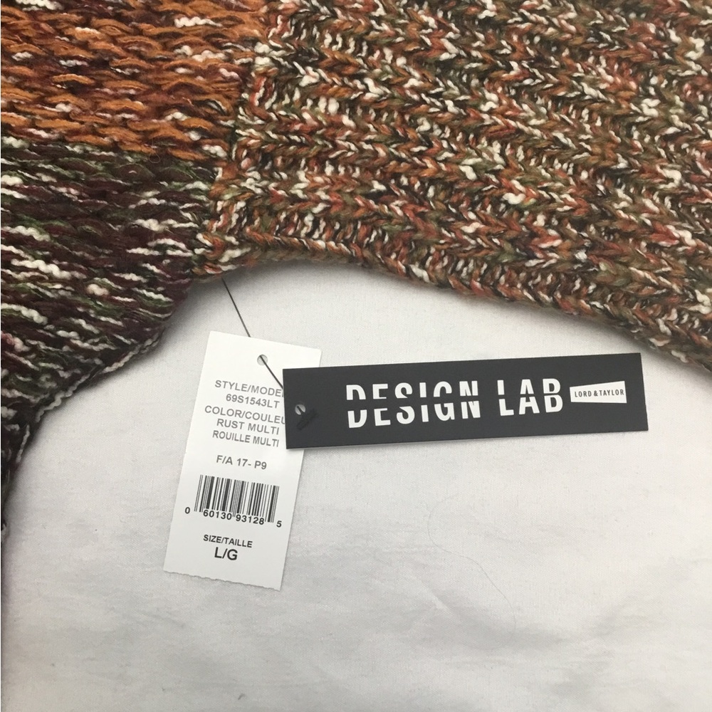 DESIGN LAB Cream and Brown Cowl Neck Sweater with Fuzzy Texture - Picture 6 of 12
